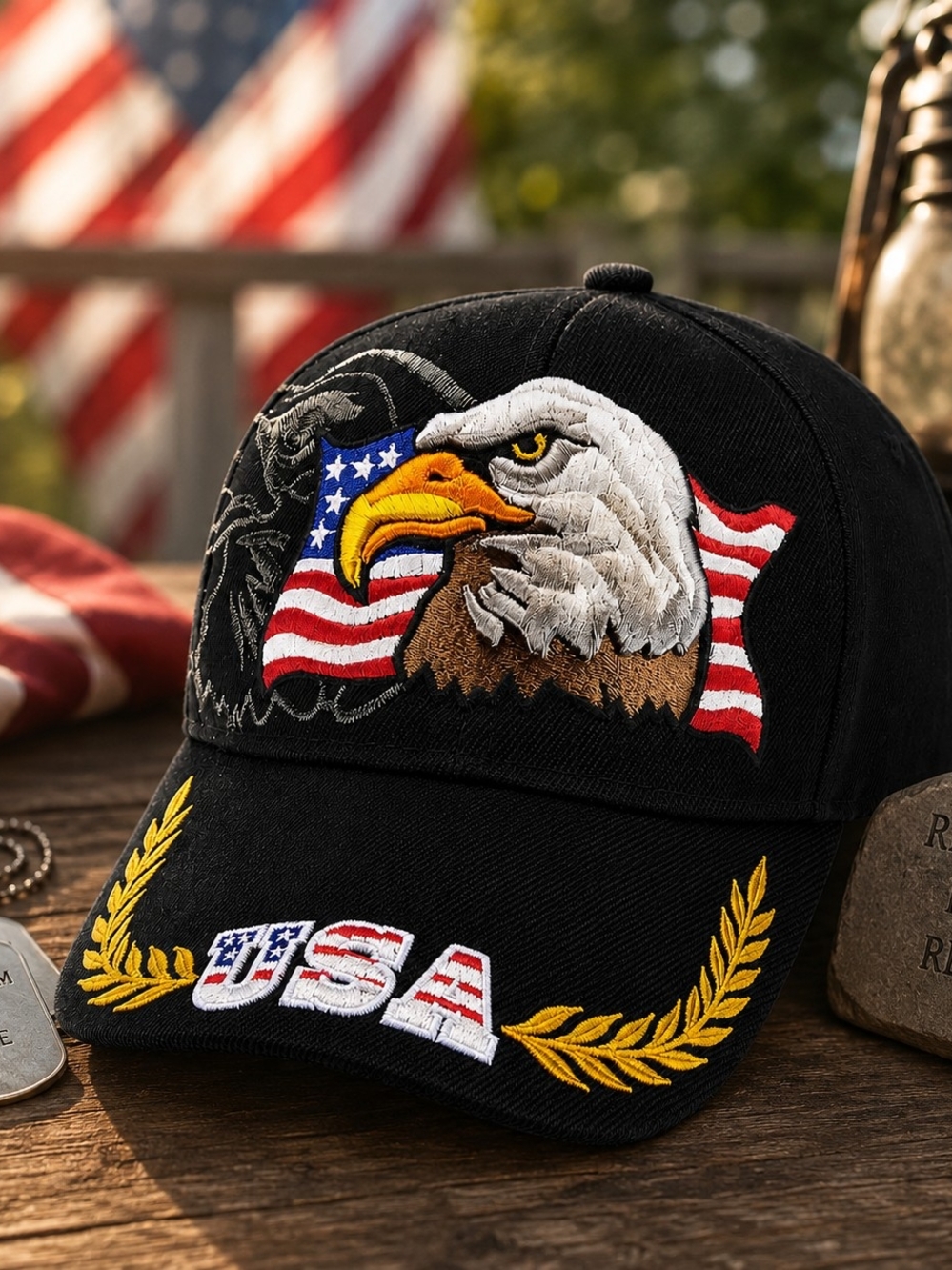 Usa Bald Eagle Patriotic American Flag Adjustable Hat